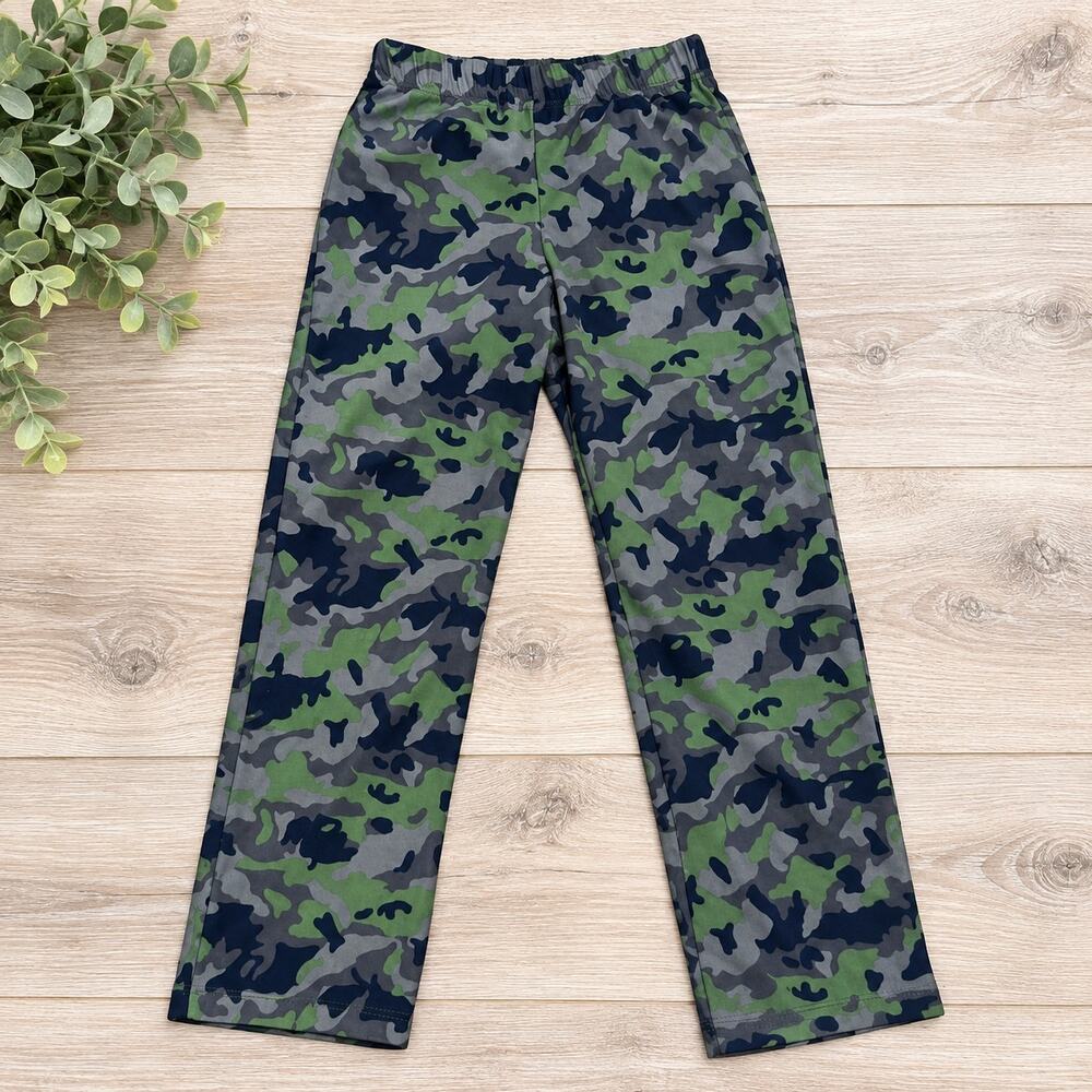 Old Navy Boys Fleece Pajama Pants Size 10 Camo Green Gray Cozy Sleepwear